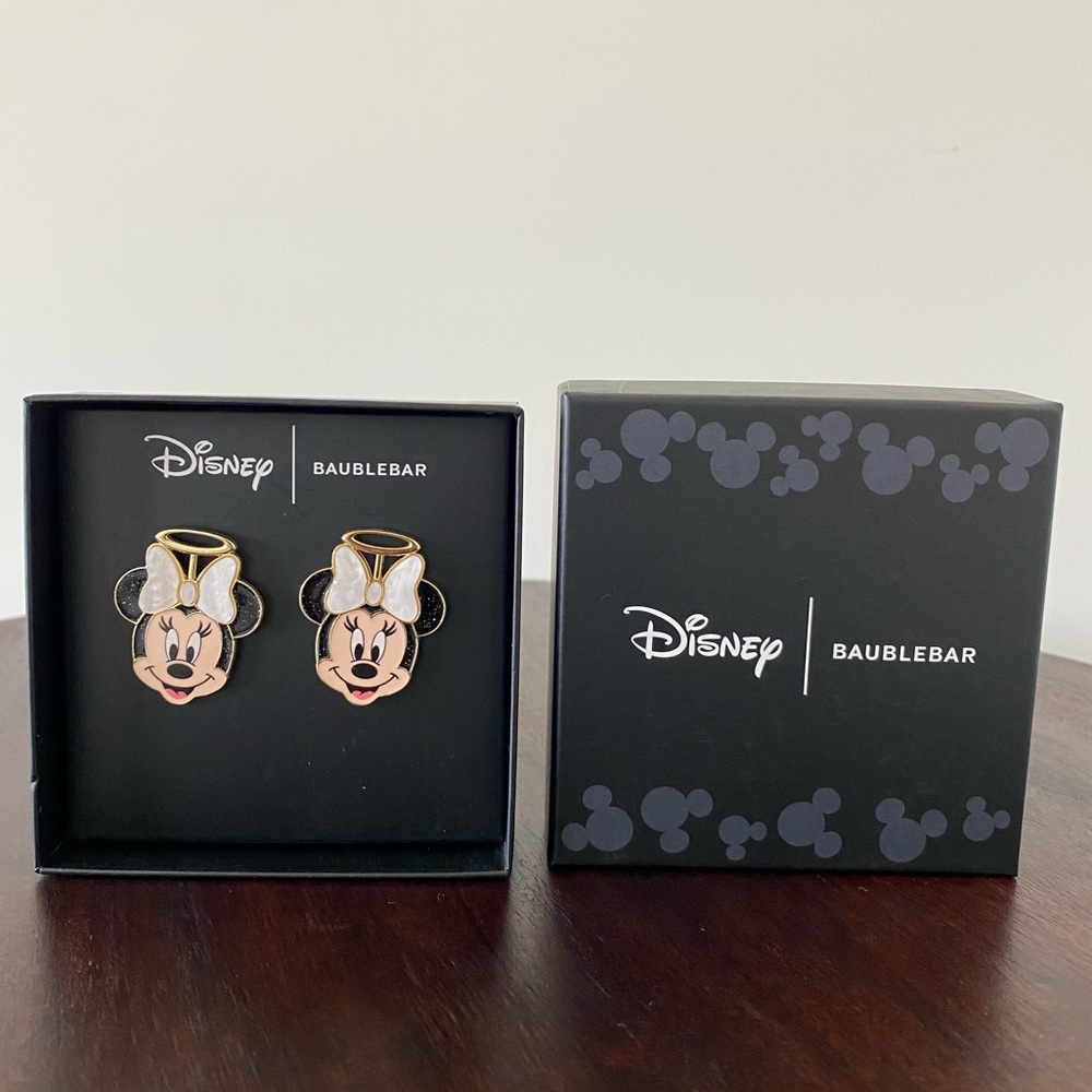 Disney X Baublebar Minnie Mouse Halo Angel Costume Halloween Stud Earrings NIB